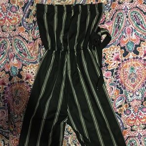 Black and white stripe jumpsuit